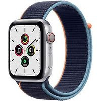 Apple Watch SE 44 mm kast van zilver aluminium met Sport Loop blauw [wifi + cellular]