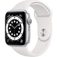 Apple Watch Series 6 44 mm kast van zilver aluminium met wit sportbandje [wifi]