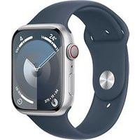 Apple Watch Series 9 45 mm aluminium kast zilver op sportbandje M/L stormblauw [Wi-Fi + Cellular]