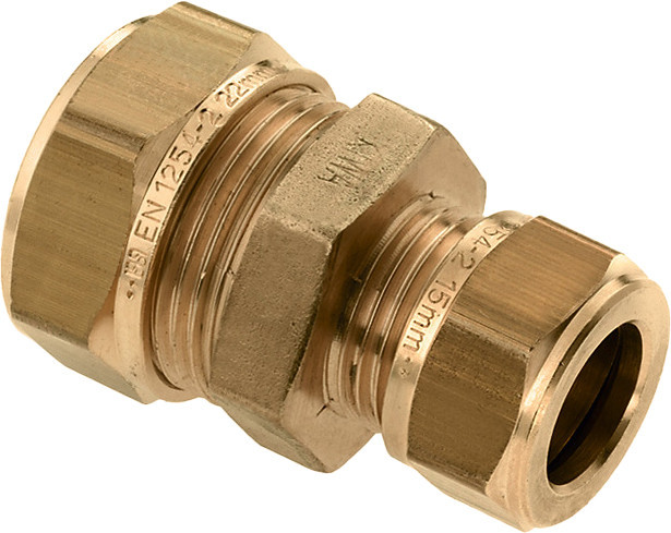 Bonfix knelkoppeling - Rechte verloopkoppeling - 12mm x 8mm - Messing
