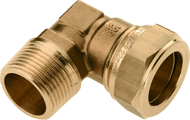 Bonfix knelkoppeling - knie - buitendraad - 3/8” x 15mm - Messing