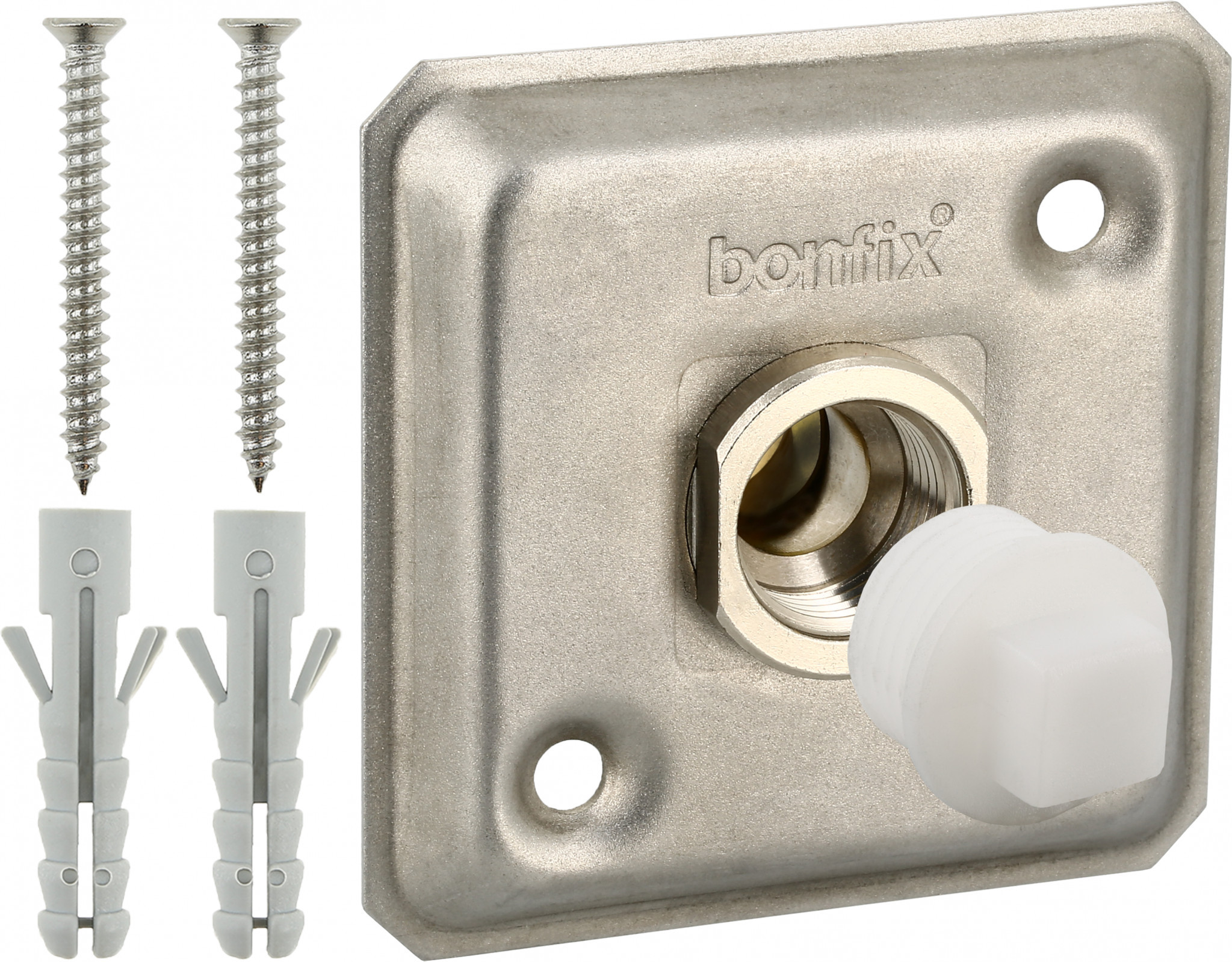 Bonfix Sanitaire tapkranen en toebehoren Gevelplaat || inclusief pluggen en schroeven 1/2 x 15 - binnendraad x knel