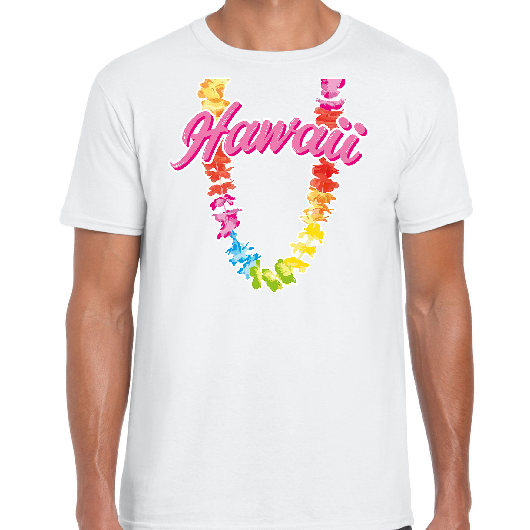 Hawaii slinger t-shirt wit voor heren