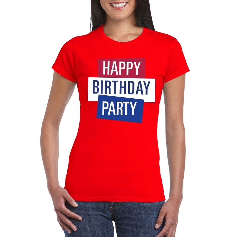 Rood Toppers Happy Birthday party dames t-shirt officieel