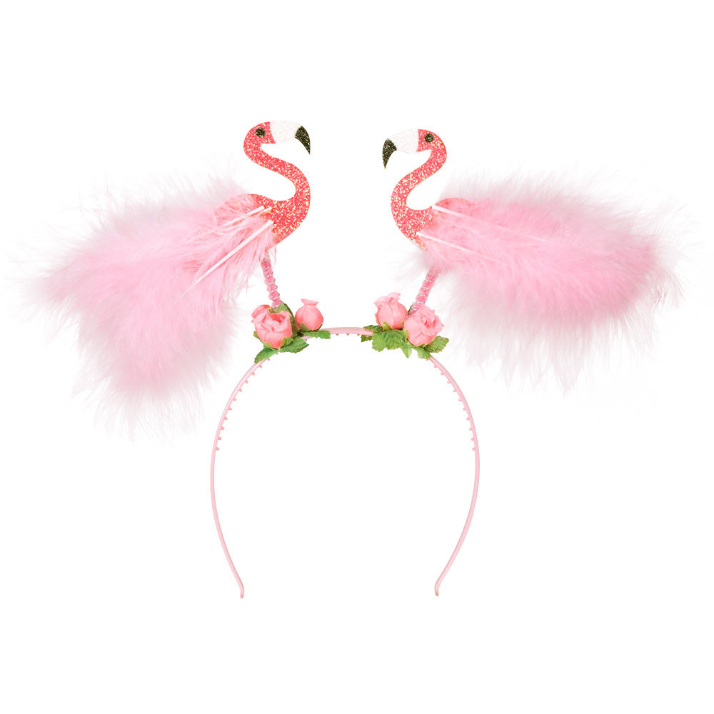 Toppers - Carnaval verkleed Tiara/diadeem - flamingo roze - dames/meisjes - Tropische Hawaii thema