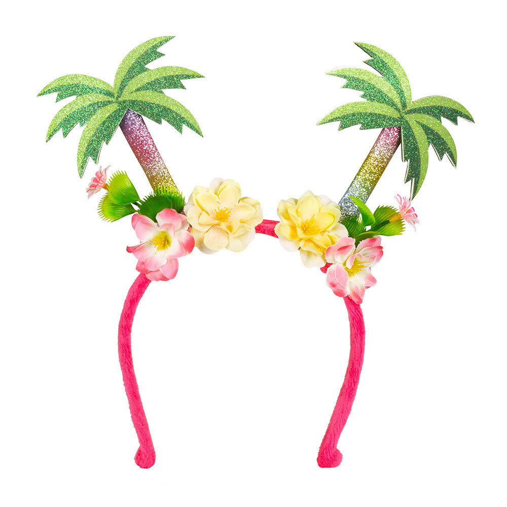 Toppers - Carnaval verkleed Tiara/diadeem - Palmbomen en bloemen - dames/meisjes - Tropische Hawaii thema