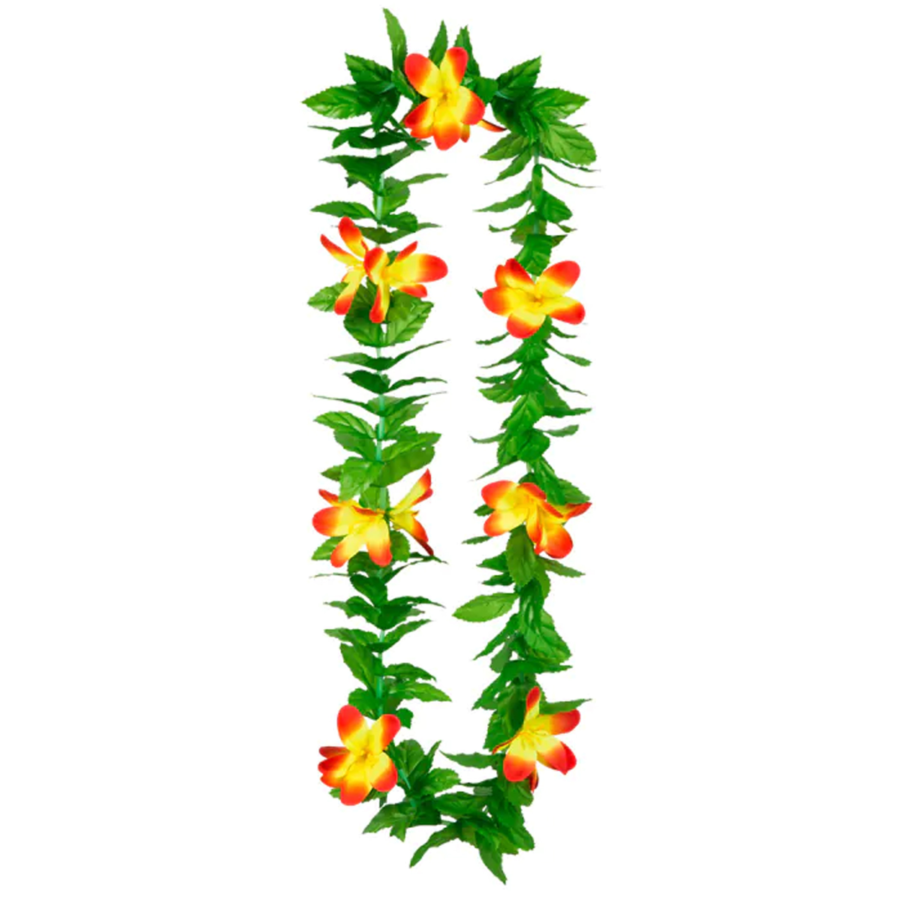 Toppers - Hawaii krans/slinger - Tropische kleuren mix groen/geel - Bloemen hals slingers