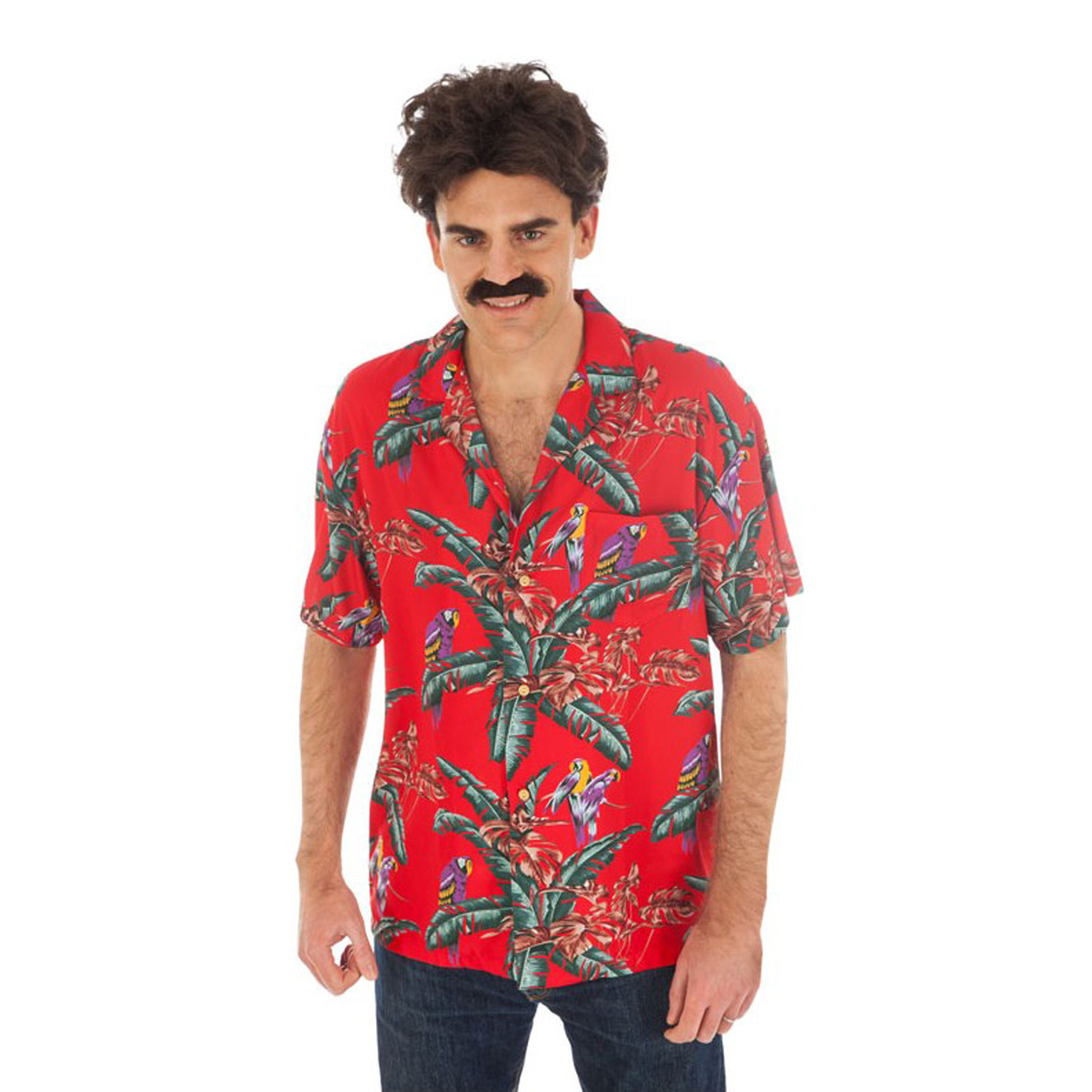 Toppers - Hawaii shirt/blouse - tropische bloemen - rood - verkleedkleren heren