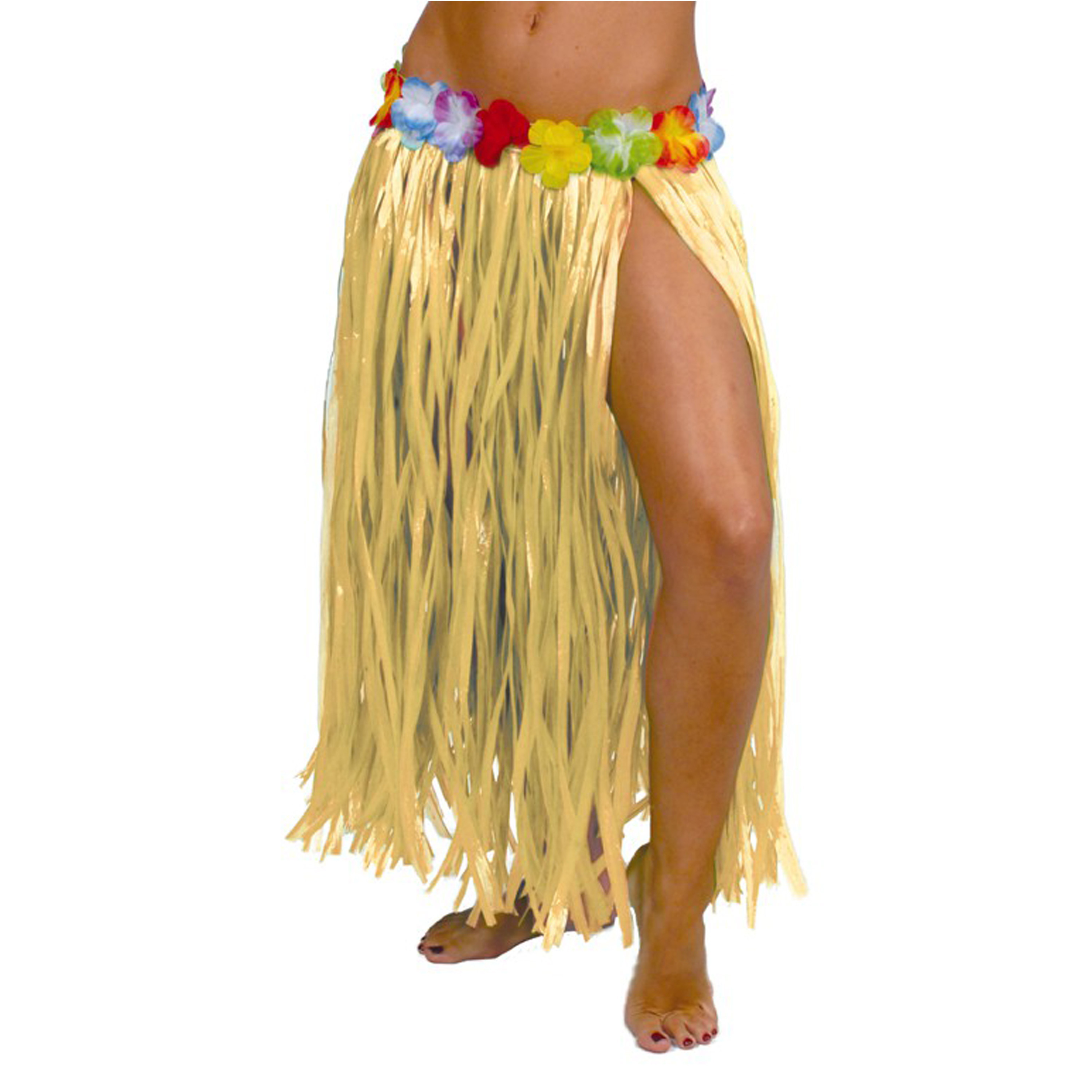 Toppers - Hawaii verkleed rokje - voor volwassenen - naturel - 75 cm - rieten hoela rokje - tropisch
