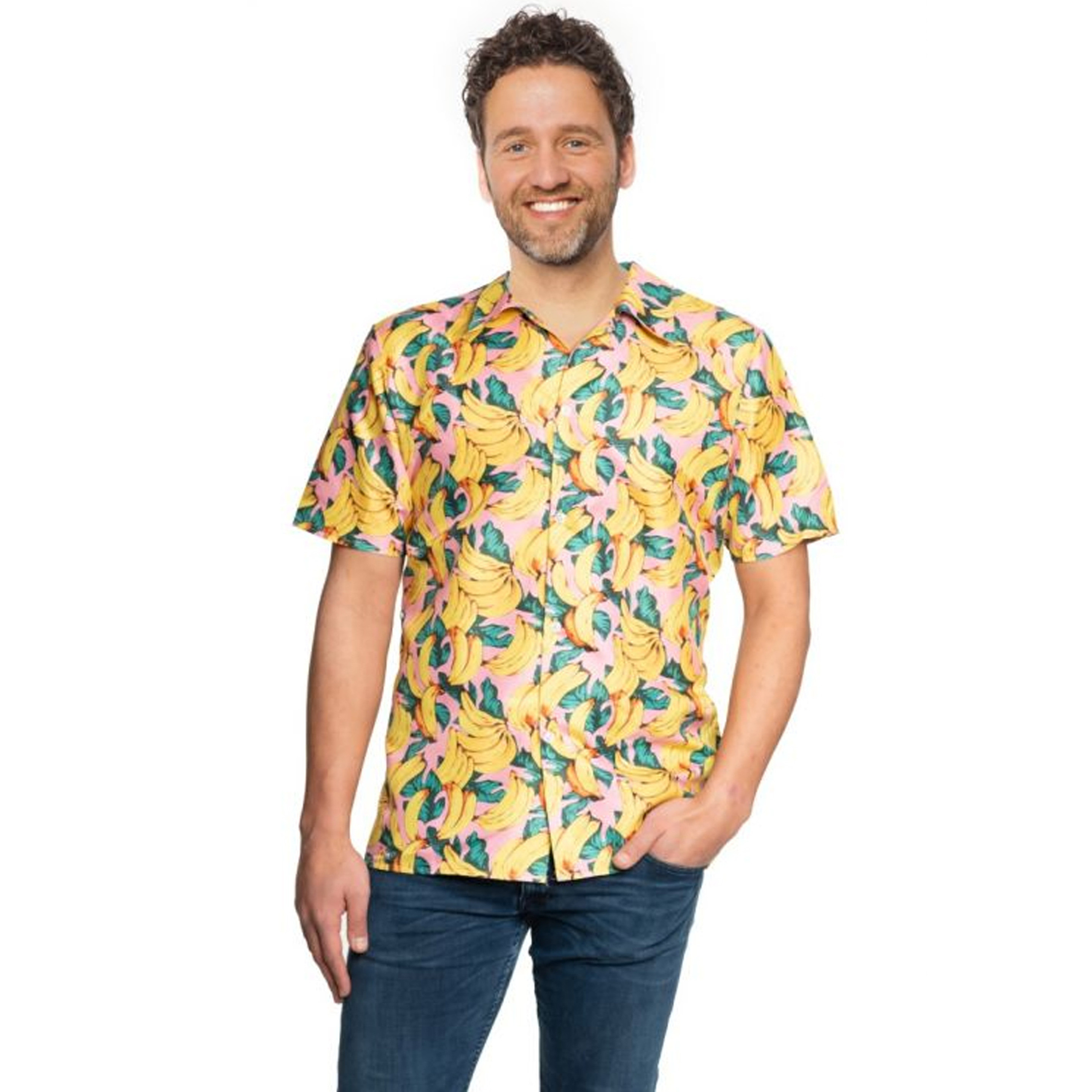 Toppers - Tropical party Hawaii blouse heren - banaan - geel - carnaval/themafeest