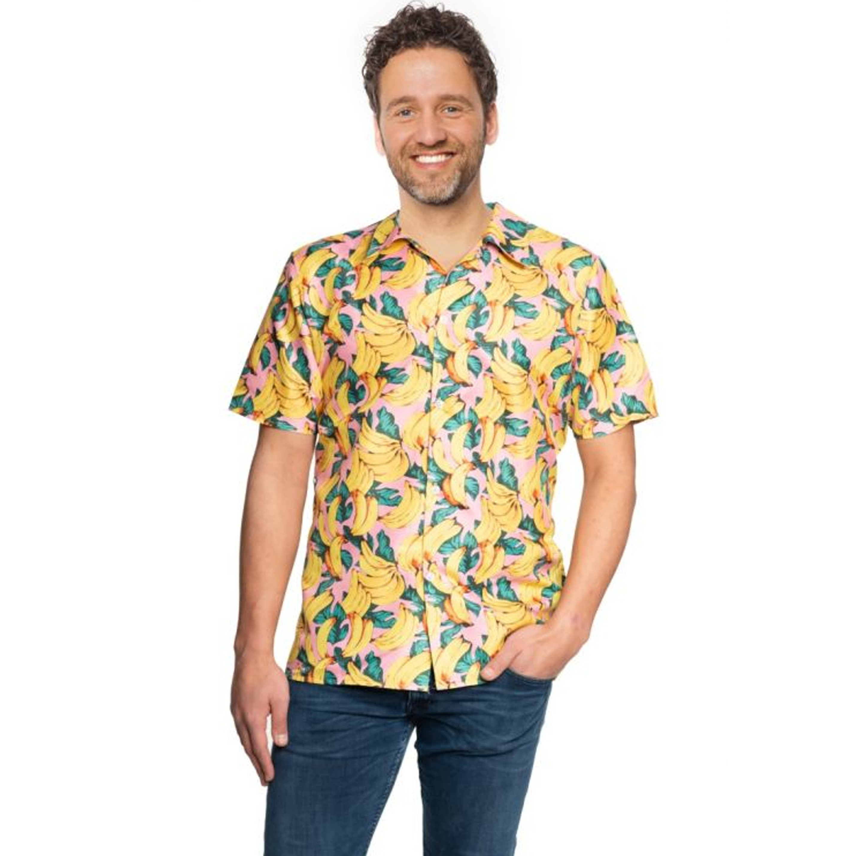 Toppers - Tropical party Hawaii blouse heren - banaan - geel - carnaval/themafeest - plus size