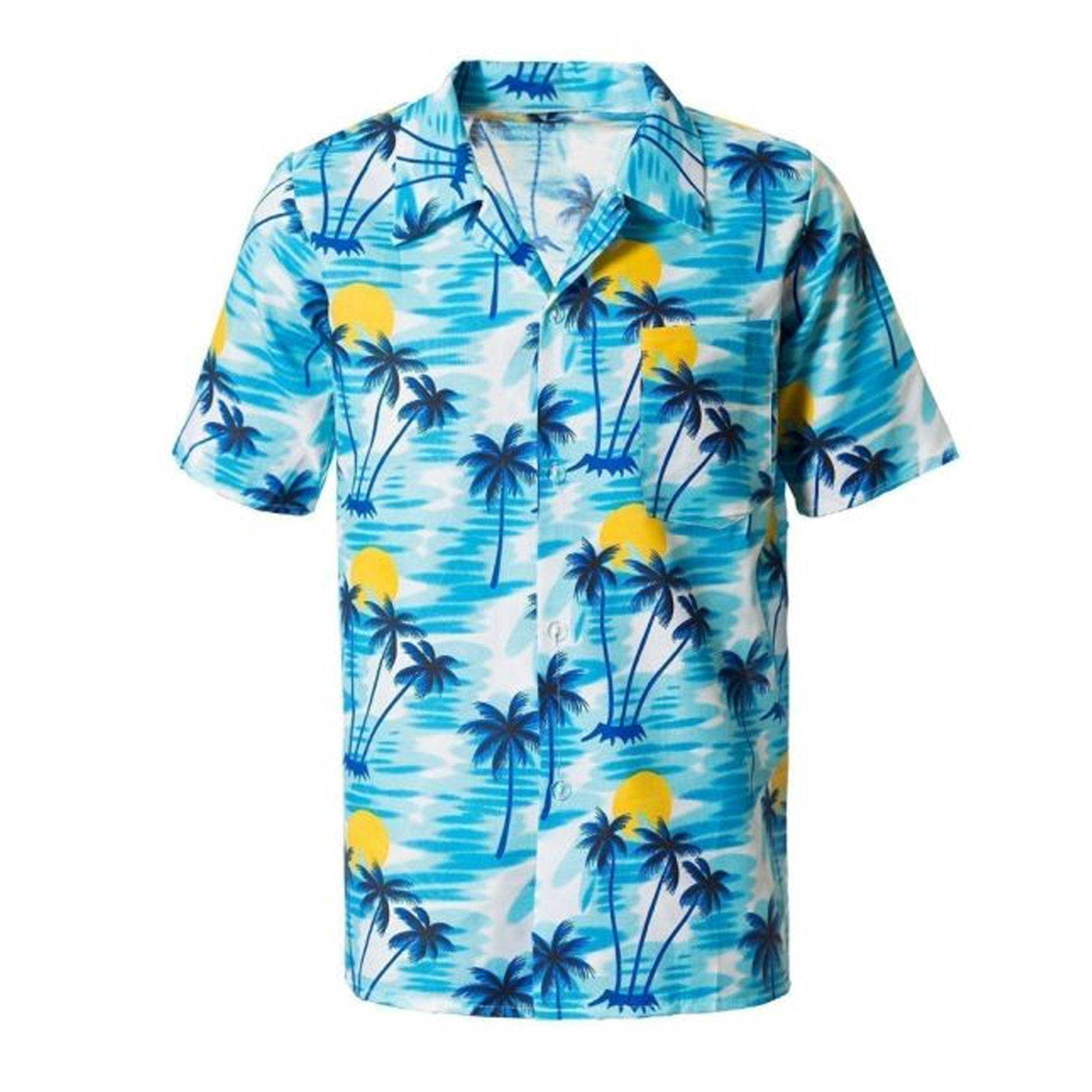 Toppers - Tropical party Hawaii blouse heren - palmbomen - blauw - carnaval/themafeest