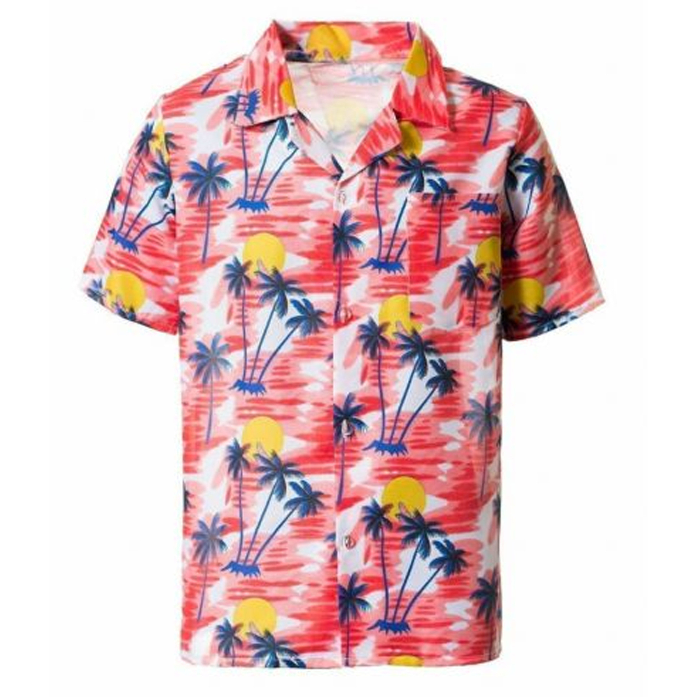 Toppers - Tropical party Hawaii blouse heren - palmbomen - rood - carnaval/themafeest