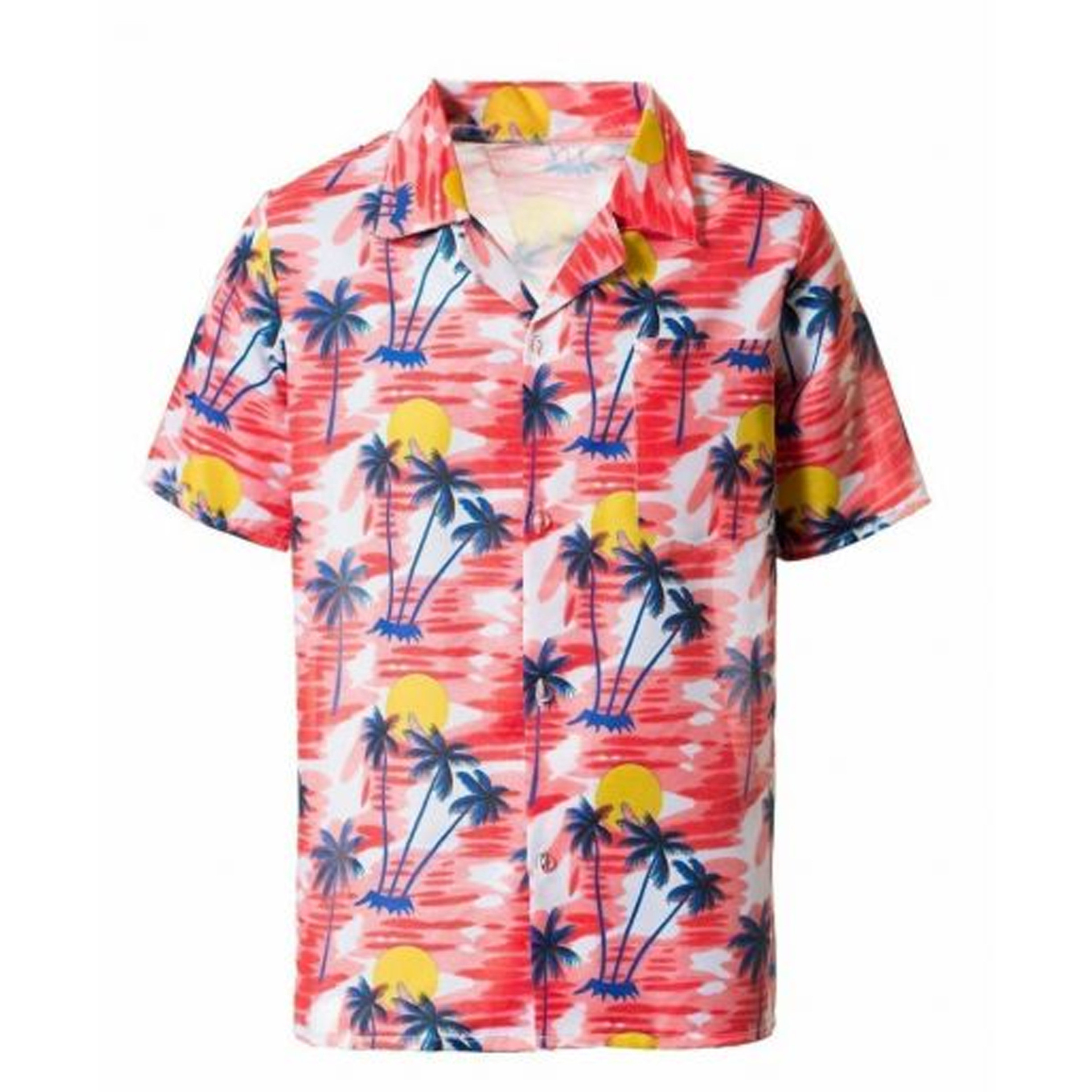Toppers - Tropical party Hawaii blouse heren - palmbomen - rood - carnaval/themafeest - Plus size