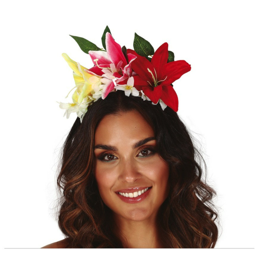 Toppers - Verkleed haarband met bloemen - multi - meisjes/dames - Hawaii/flower Power thema