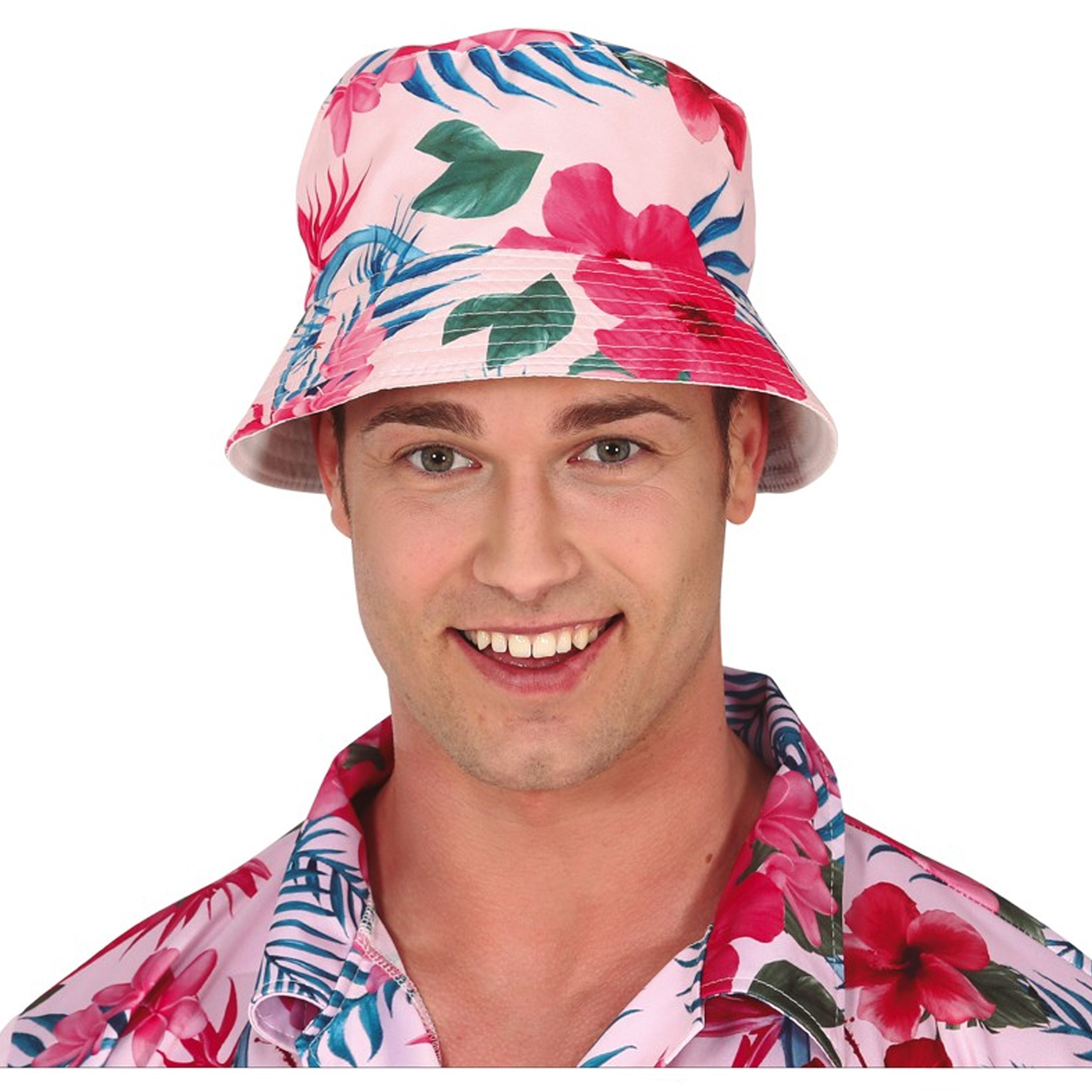 Toppers - Verkleed hoedje voor Tropical Hawaii party - Roze flamingo print - volwassenen - Carnaval