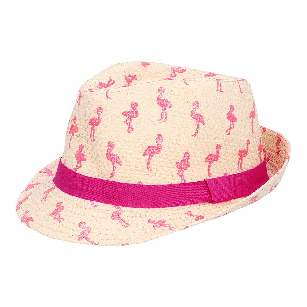 Toppers - Verkleed hoedje voor Tropical Hawaii party - Roze flamingo print - volwassenen - Carnaval