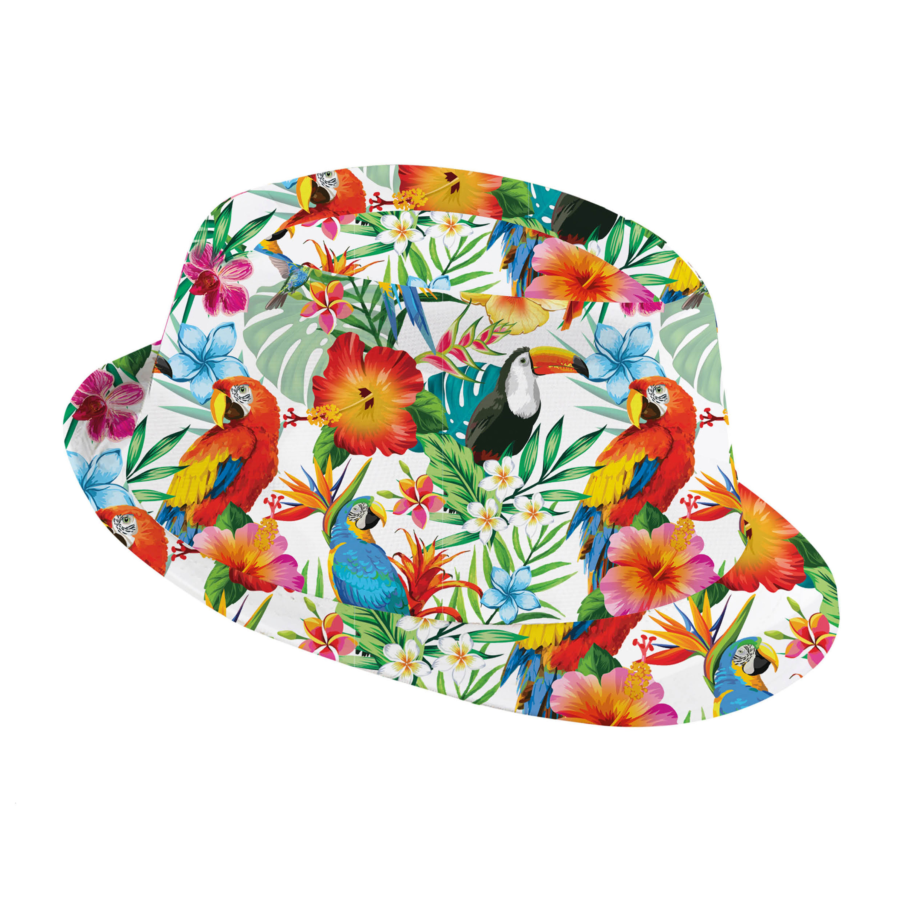 Toppers - Verkleed hoedje voor Tropical Hawaii party - Summer/jungle print - volwassenen - Carnaval/thema fees