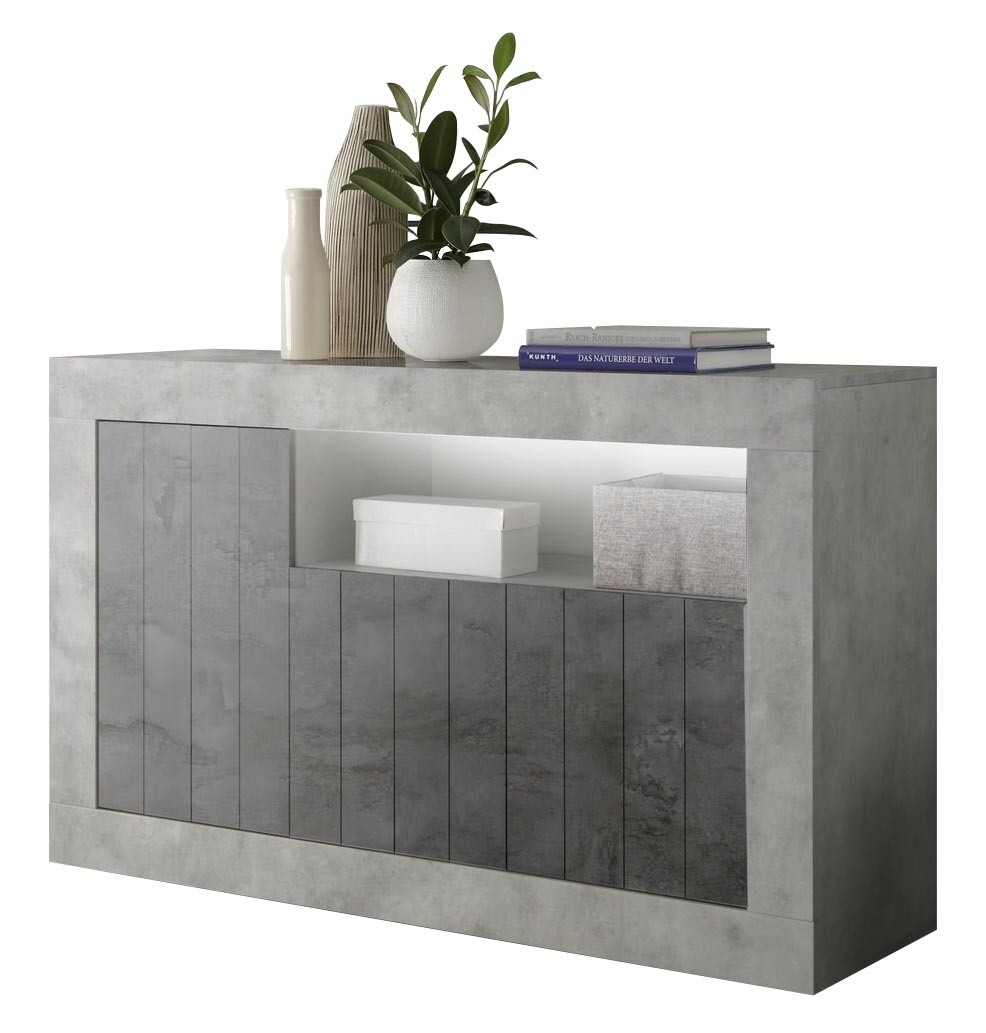 Dressoir Urbino 138 cm breed in grijs beton met oxid