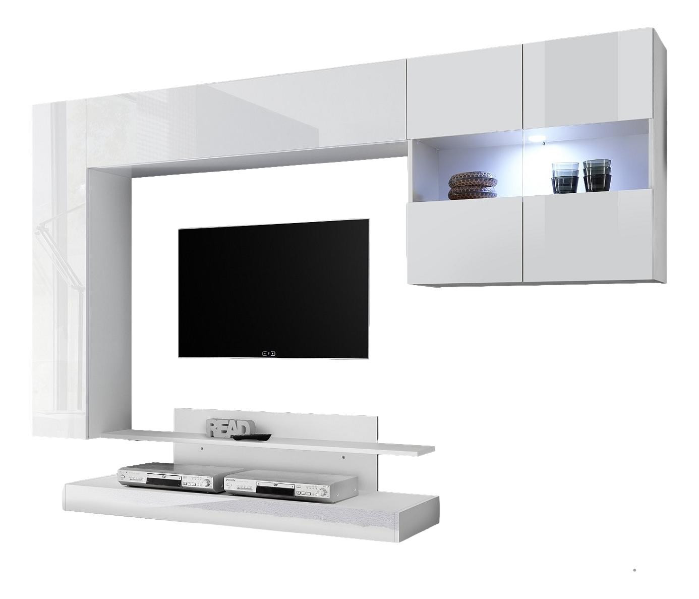 Tv-wandmeubel Ramon 248 cm breed in hoogglans wit