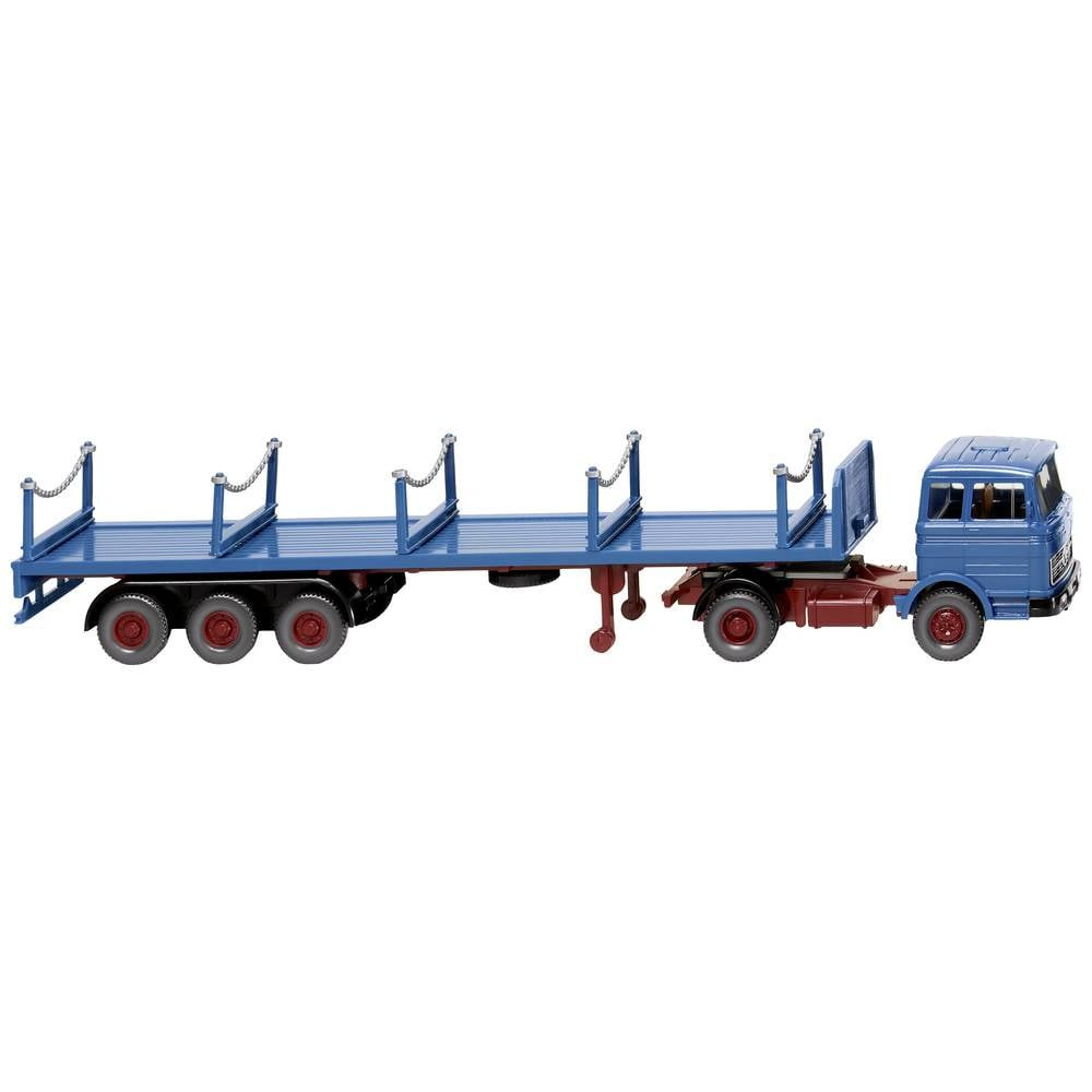 Wiking 055406 H0 Vrachtwagen Mercedes Benz Trekker-rongenopleggercombinatie azuurblauw