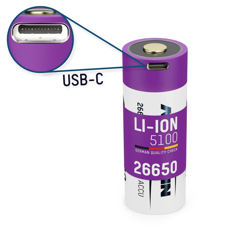 Ansmann 26650 USB-C Oplaadbare batterij (USB-C) 26650 Li-ion 3.6 V 5100 mAh