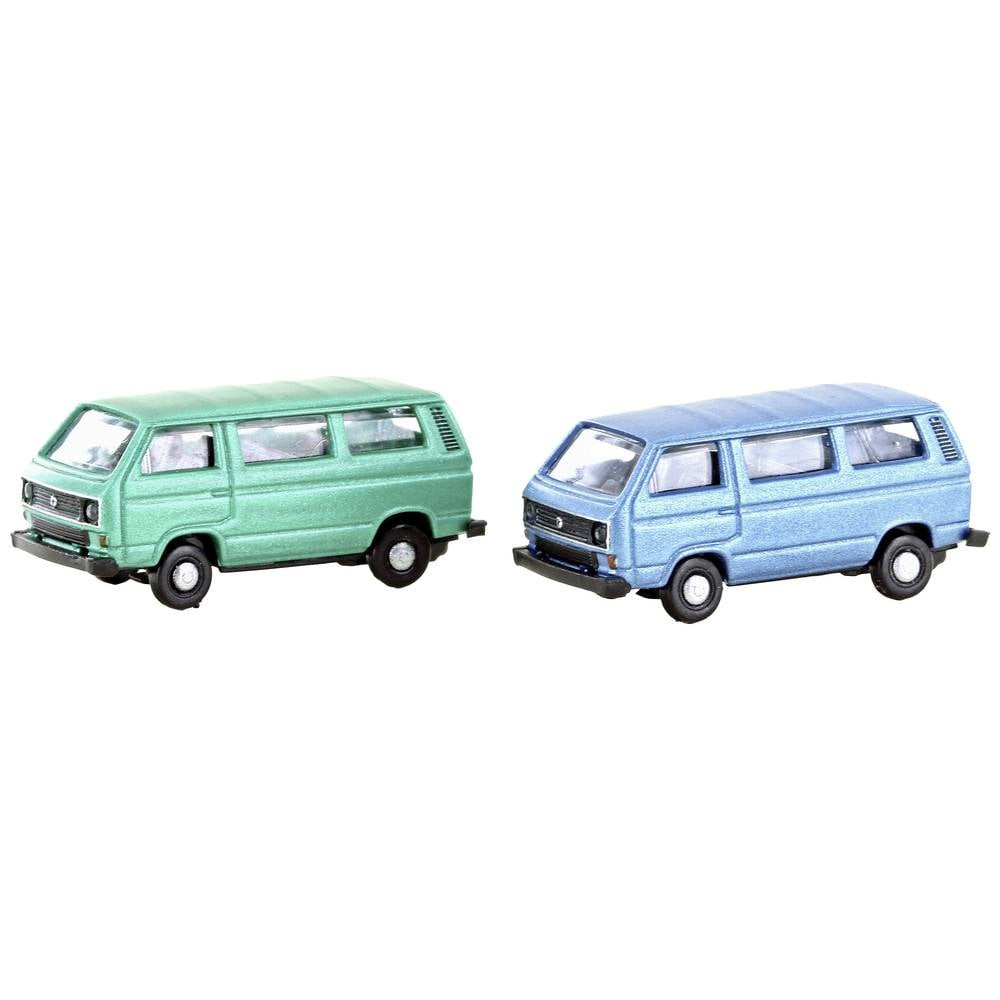 Minis by Lemke LC4347 N Auto Volkswagen T3 set van 2 bussen groen + blauw (metallic serie)
