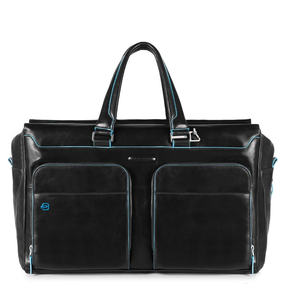 Piquadro Blue Square Weekender Duffle Bag Black