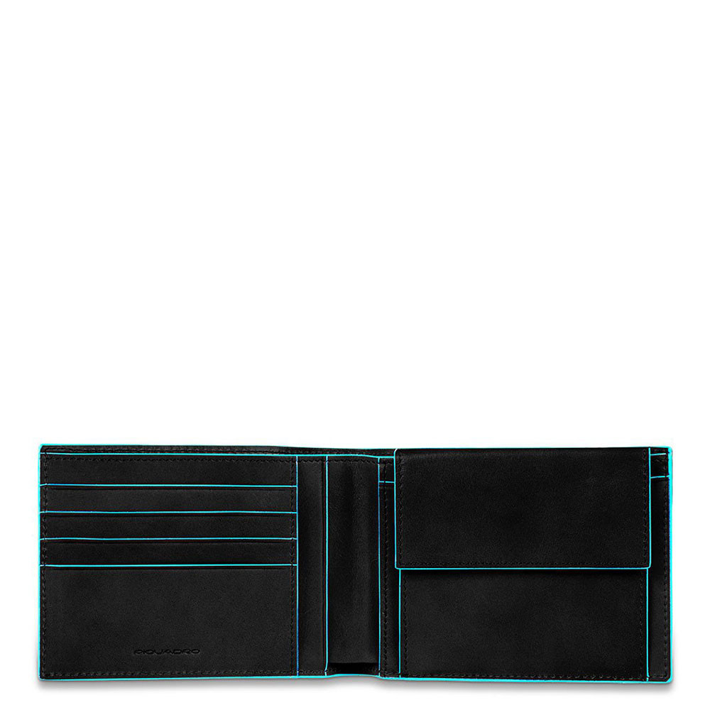 Piquadro Blue Square Men&apos;s Wallet With Coin Pocket Black