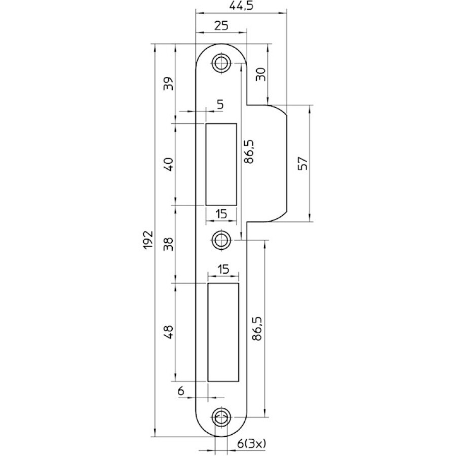 Nemef sluitplaat - afgerond - p4219/17 RVS - draairichting 2-4 korte lip