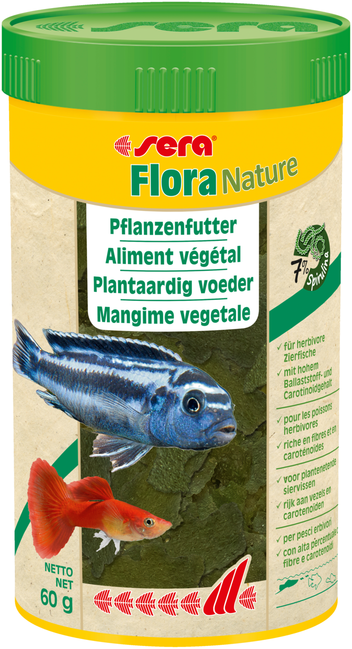 Sera Flora Nature 250ml - Vezelrijk Plantaardig Vlokvoer zonder Kunstmatige Toevoegingen