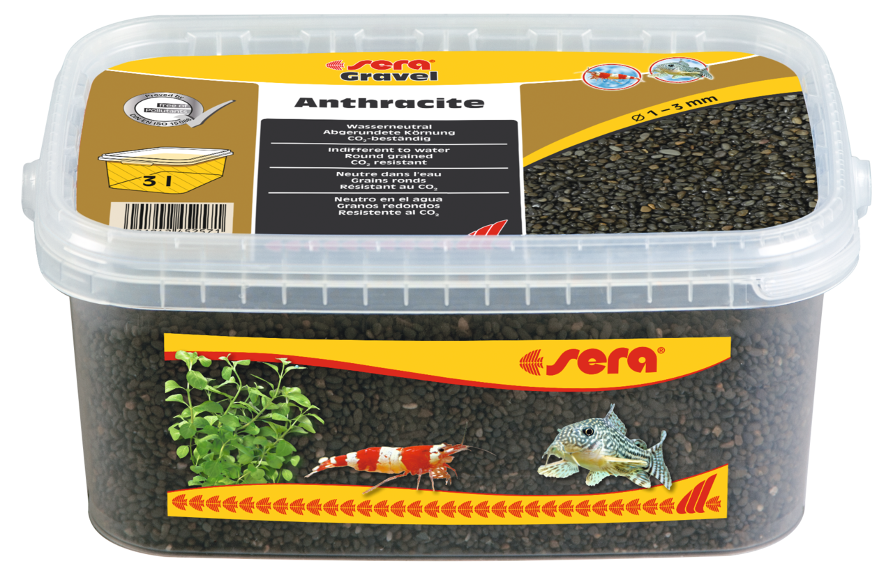 Sera Gravel Anthracite Aquariumbodem 1-3 mm 3L - Veilig, Waterneutraal Natuurgrind