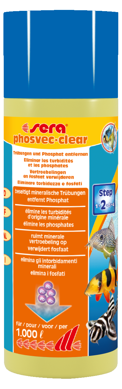 Sera phosvec·clear Waterbehandeling - Kristalhelder Aquarium, Algenpreventie 250ml