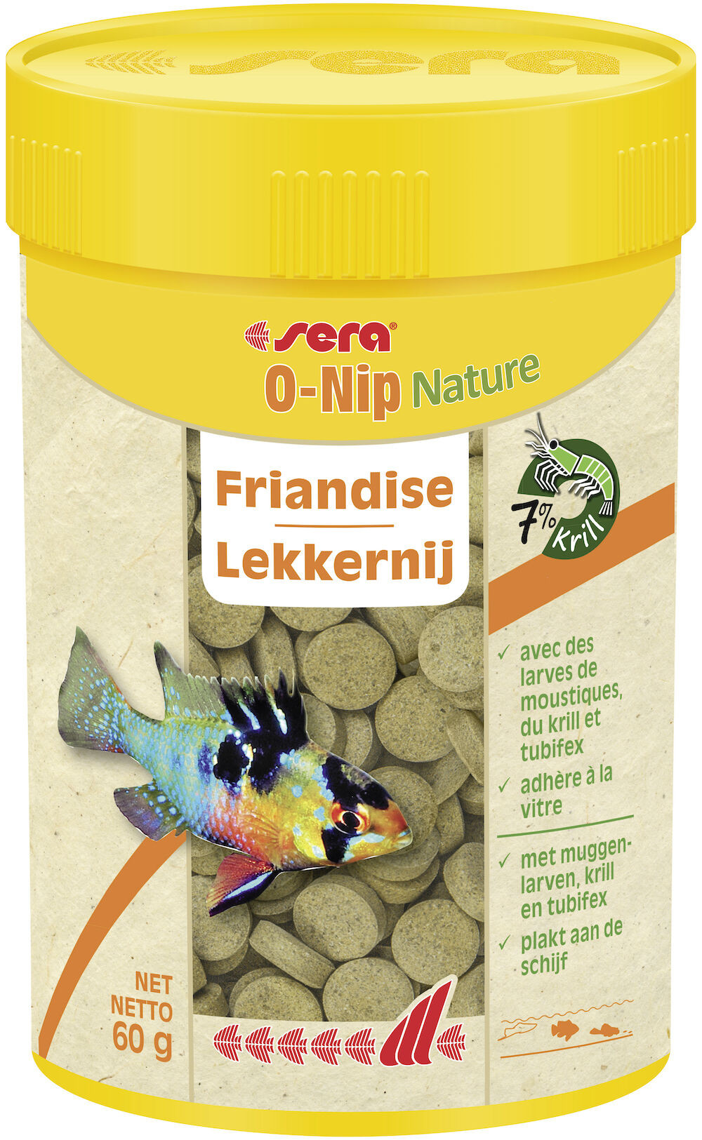 Sera O-Nip Nature Kleeftabletten 100ml - 100 Tabs 60g, Rijk aan Krill, Zonder Kunstmatige Additieven