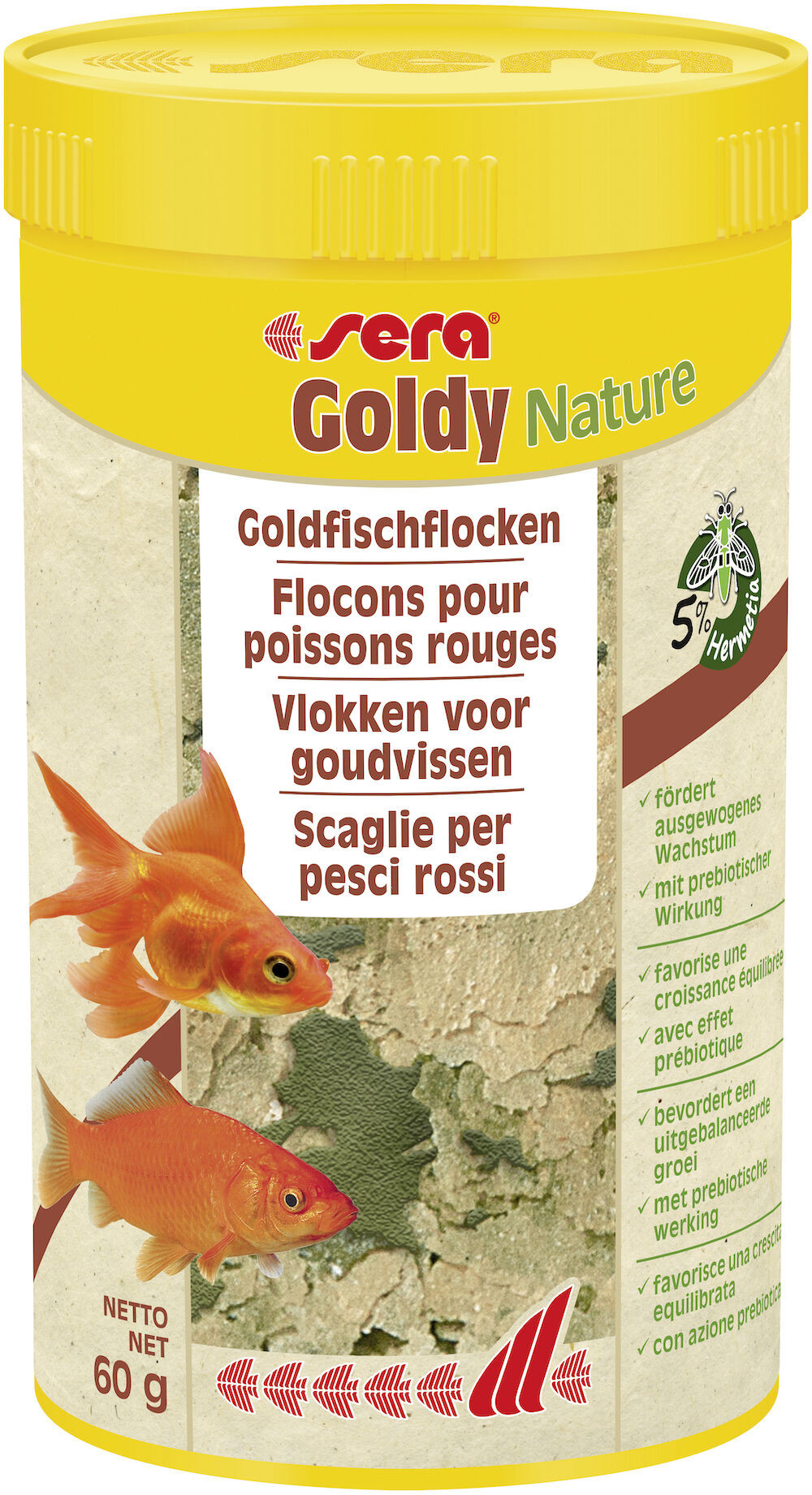 Sera Goldy Nature 250ml - Natuurvoer voor Goudvissen & Koudwatervissen, Eiwitrijk, Zonder Toevoegingen