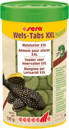 Sera Wels-Tabs XXL Nature 250ml (130g) - Natuurvoer voor Bodemvissen & Meervallen, Rijk aan Spirulina