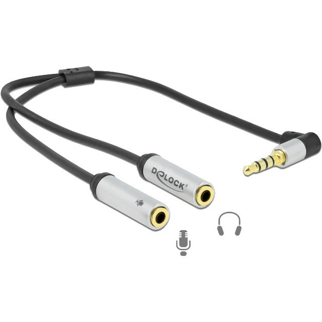 1x 3,5 mm 4-Pin Stereo Jack (male) > 2x 3.5 mm 3-Pin Stereo Jack (female) headset Splitterkabel