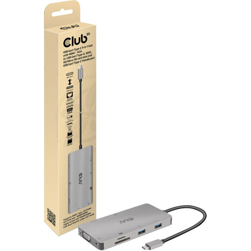 USB Gen 1 Type-C 9-in-1 Hub Dockingstation