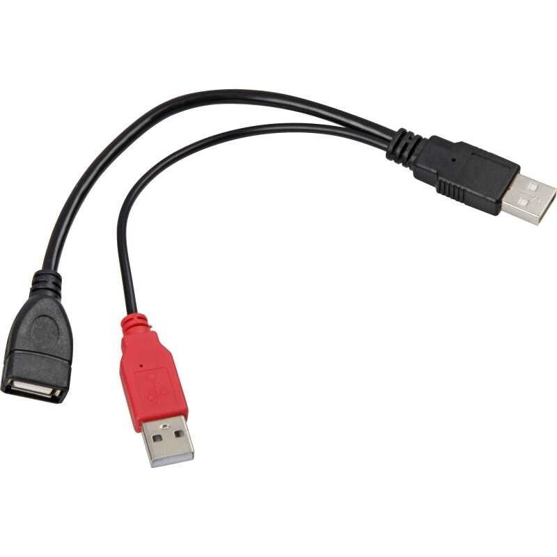 Y-kabel 2x USB-A 2.0 male > 1 x USB-A 2.0 female Splitterkabel