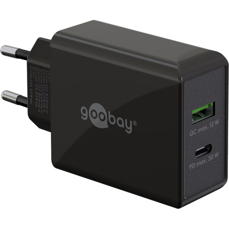 Dual USB-C PD (Power Delivery) Fast Charger (30 W) Oplader