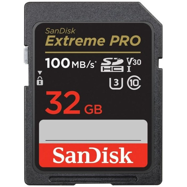 SanDisk SDHC Extreme Pro 32GB 100/90 mb/s - V30 - Rescue Pro DL 2Y Micro SD-kaart Zwart