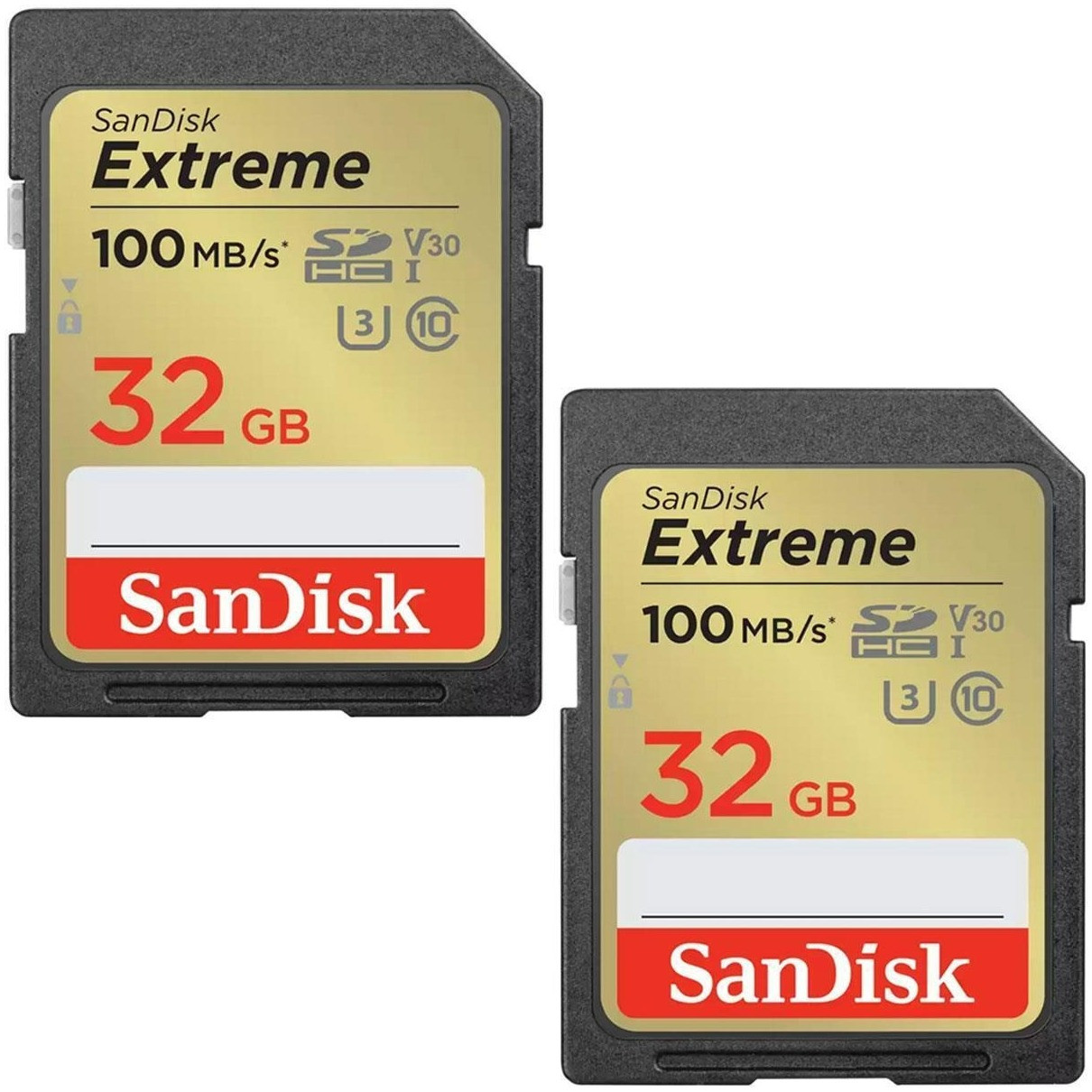 SanDisk SDHC Extreme 32GB 100/60 mb/s - V30 - Rescue Pro DL 1Y twin pack Micro SD-kaart