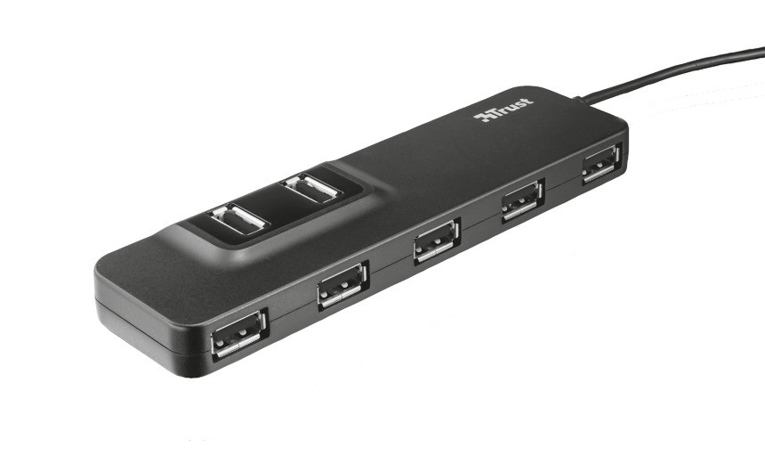 Trust Oila 7 Port USB 2.0 Hub USB Hub Zwart