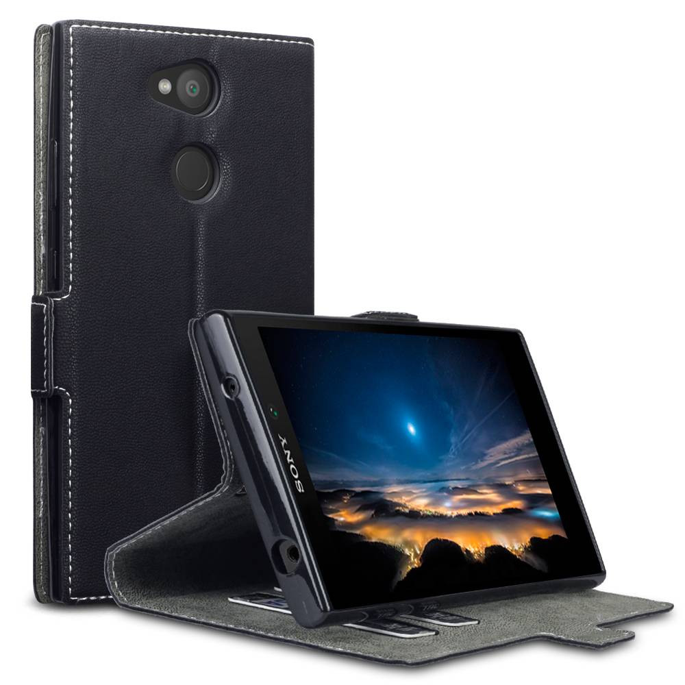 Qubits - slim wallet hoes - Sony Xperia L2 - zwart