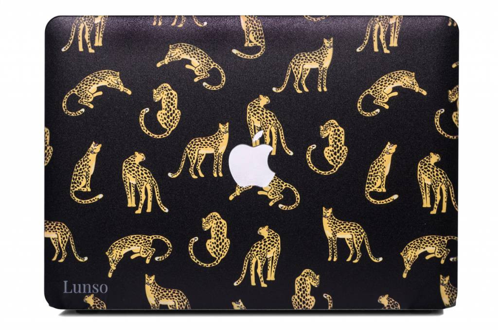 Lunso MacBook Air 13 inch (2010-2017) cover hoes - case - Leopard Black