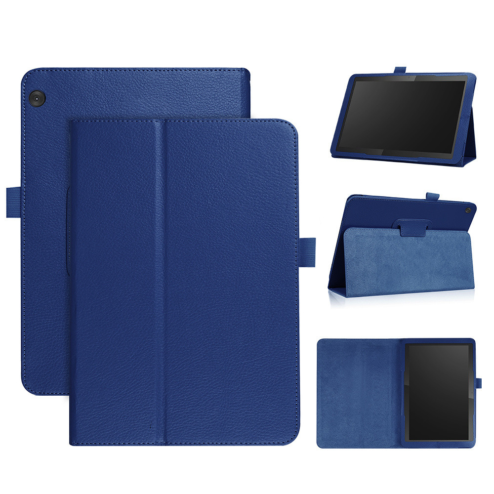Lunso - Lenovo Tab M10 Gen 1 - Stand flip Bookcase hoes - Donkerblauw