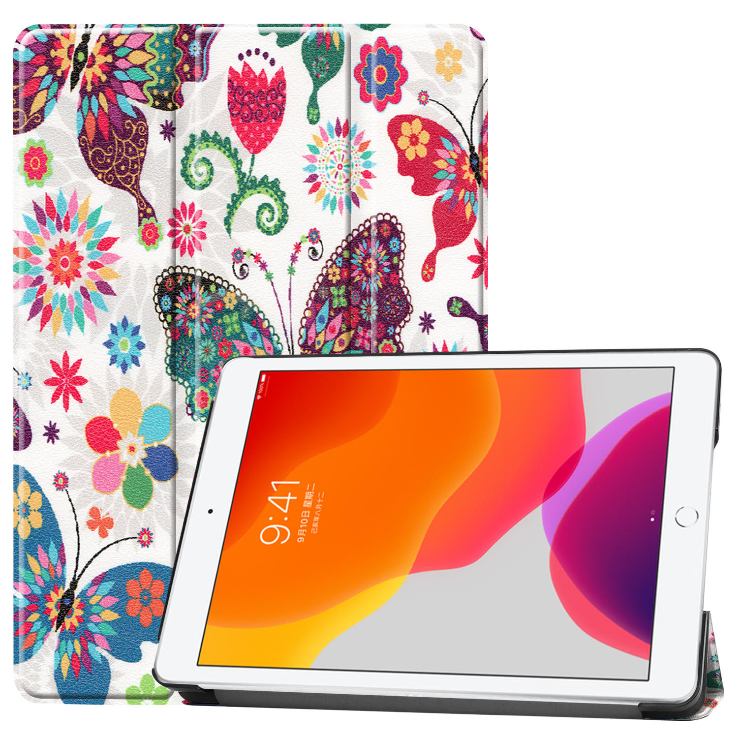 3-Vouw sleepcover hoes - iPad 10.2 inch (2019/2020/2021) - Vlinders