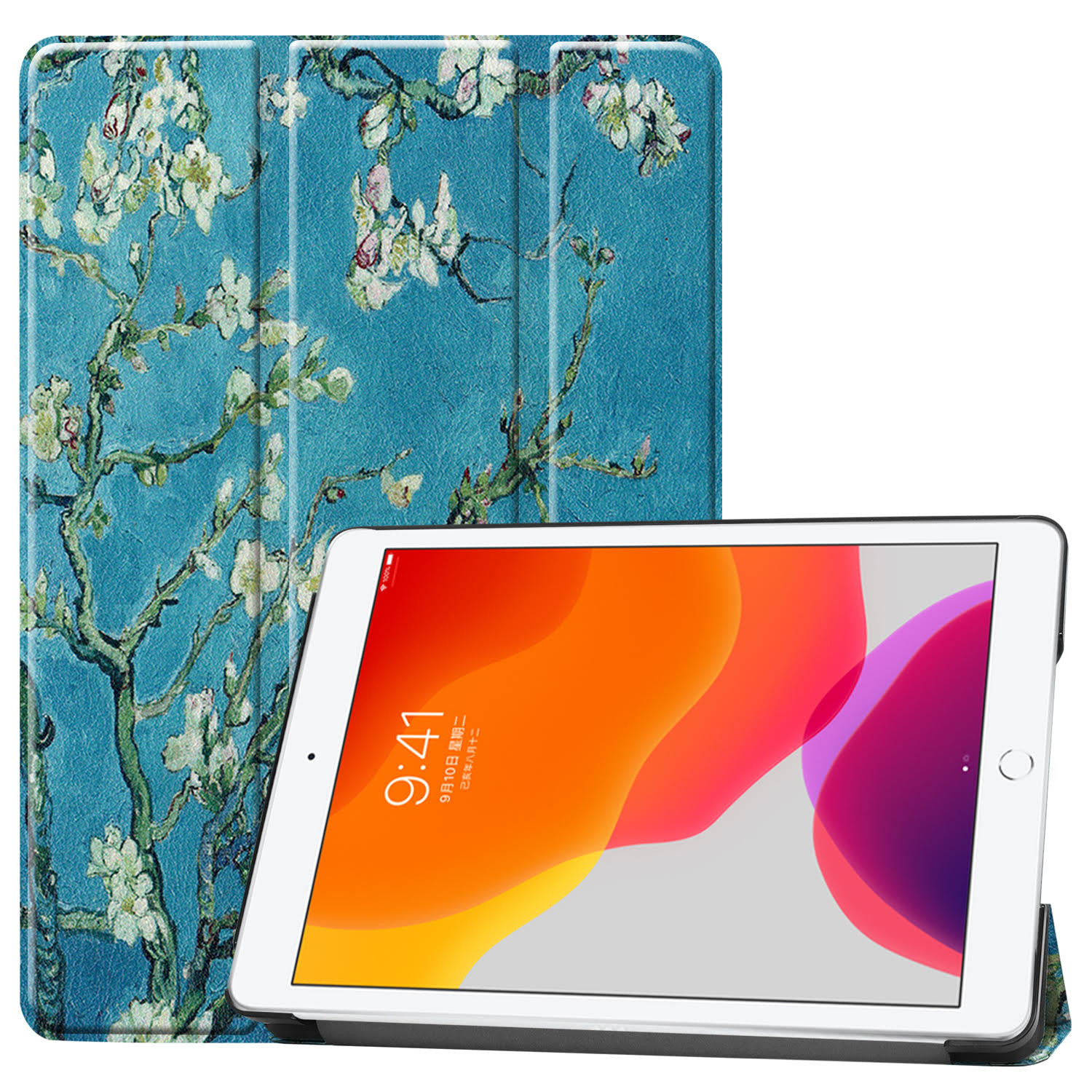 3-Vouw sleepcover hoes - iPad 10.2 inch (2019/2020/2021) - Van Gogh Amandelboom