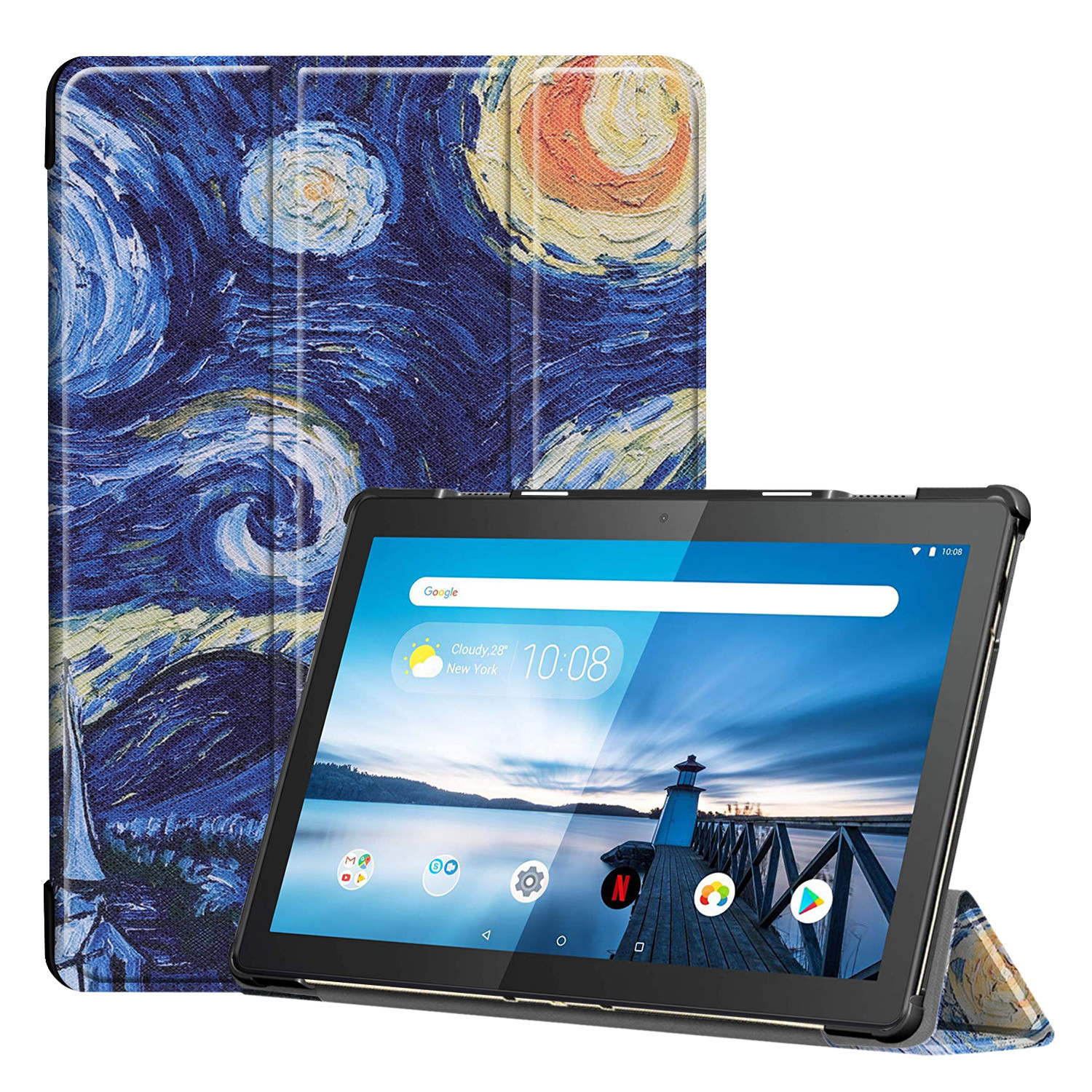 3-Vouw sleepcover hoes - Lenovo Tab M10 FHD Plus (x606F) - Van Gogh Schilderij