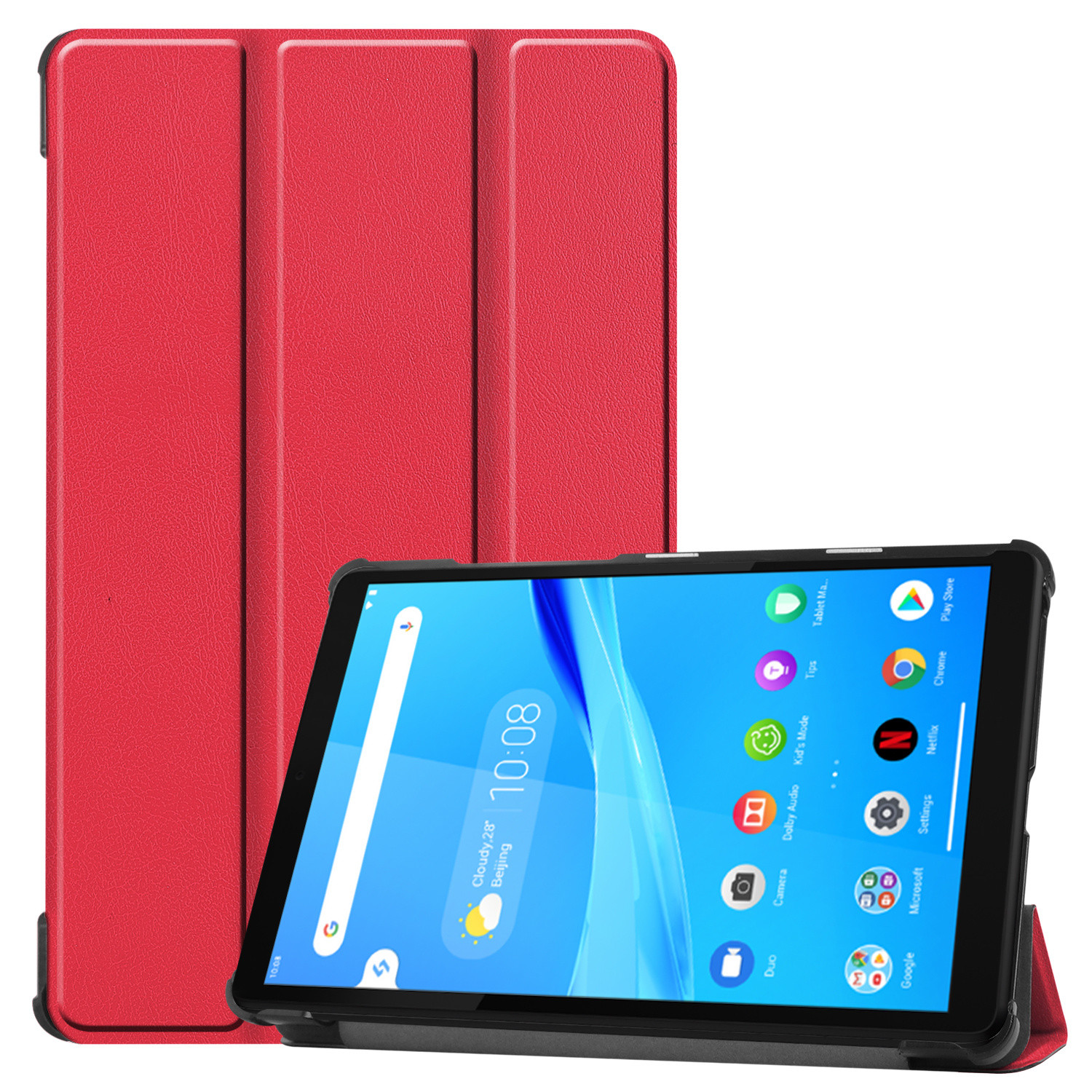 3-Vouw sleepcover hoes - Lenovo Tab M8 - Rood
